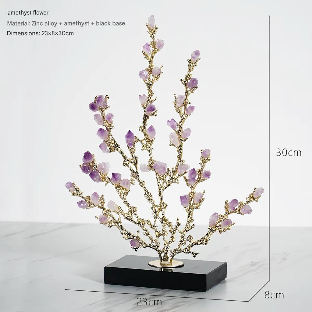 Light Luxury Amethyst Money Tree Ornament, Wealth & Good Fortune Decor for Living Room Entryway TV Stand Wine Cabinet Office, Housewarming New Home Desktop Decoration Gift