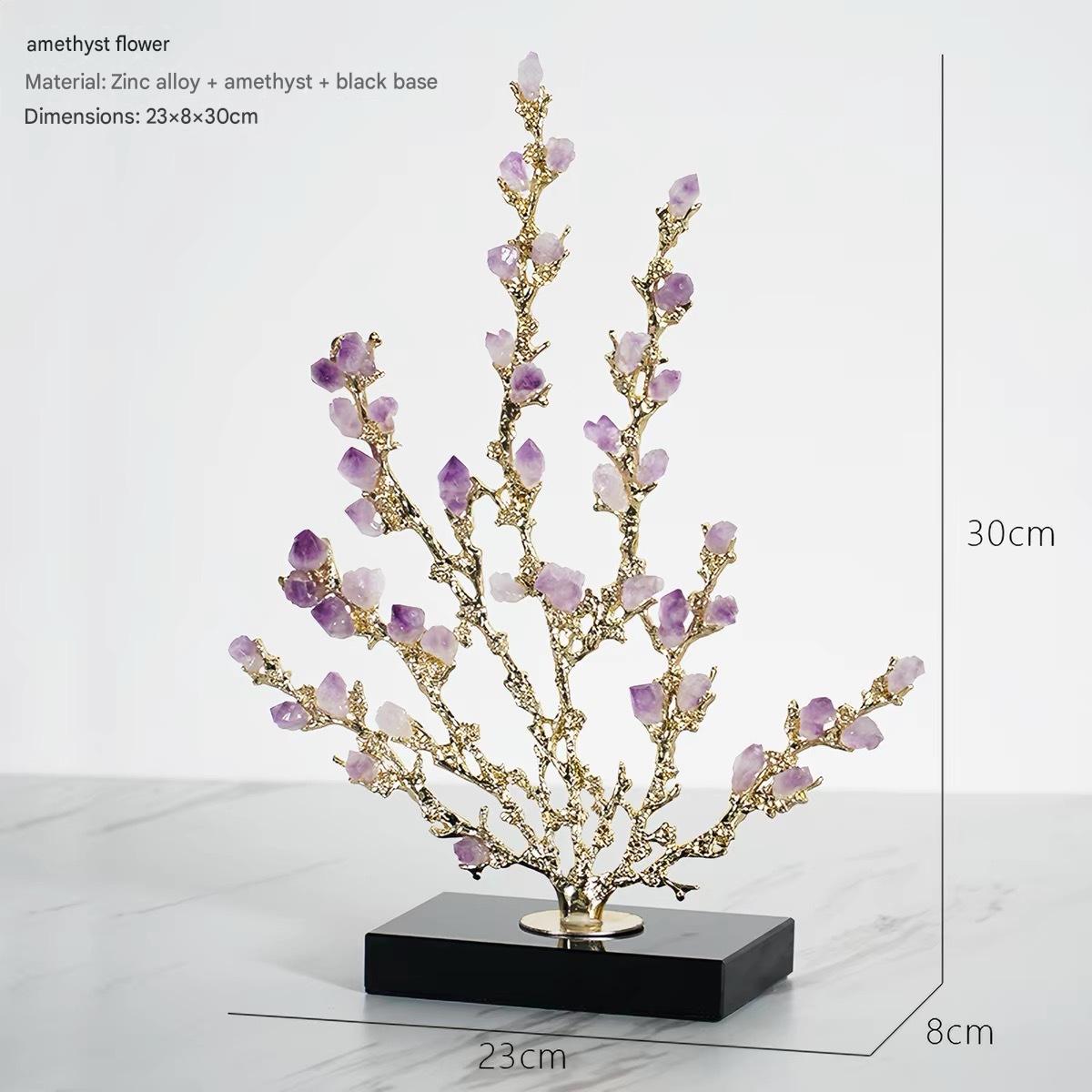 Light Luxury Amethyst Money Tree Ornament, Wealth & Good Fortune Decor for Living Room Entryway TV Stand Wine Cabinet Office, Housewarming New Home Desktop Decoration Gift