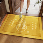 Yellow Feng Shui Doormat, Wear-Resistant Non-Slip Front Door Entryway Mat, Peace Good Luck Auspicious Floor Rug for Entrance Hallway Home Decor