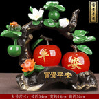 Chinese Style Apple Ornament with Jin Chan Statue, Wealth & Peace Decor for Living Room TV Cabinet Wine Cabinet, Prosperity Housewarming Gift for New Home