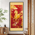 Self‑Adhesive Chinese Style Wall Mural, Horse Success Motif Vertical No‑Frame Wall Sticker, Home Decor for Entryway Hallway Corridor Living Room Background Wall