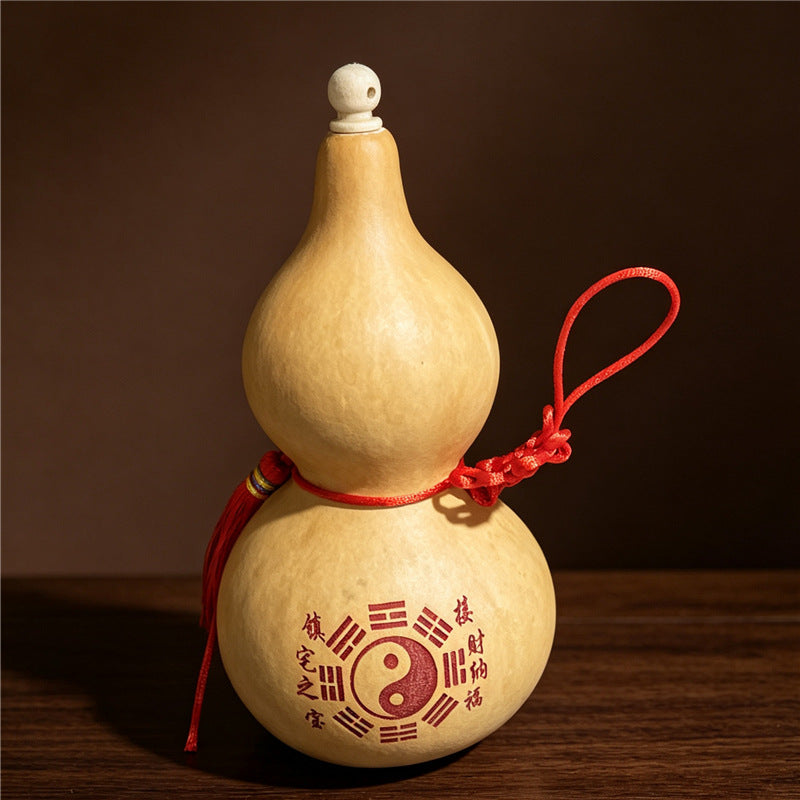 Natural Open Mouth Gourd Pendant, Real Dried Gourd with Eight Trigrams, Wall & Door Hanging Ornament, Indoor Home Decor for Bedroom & Entryway