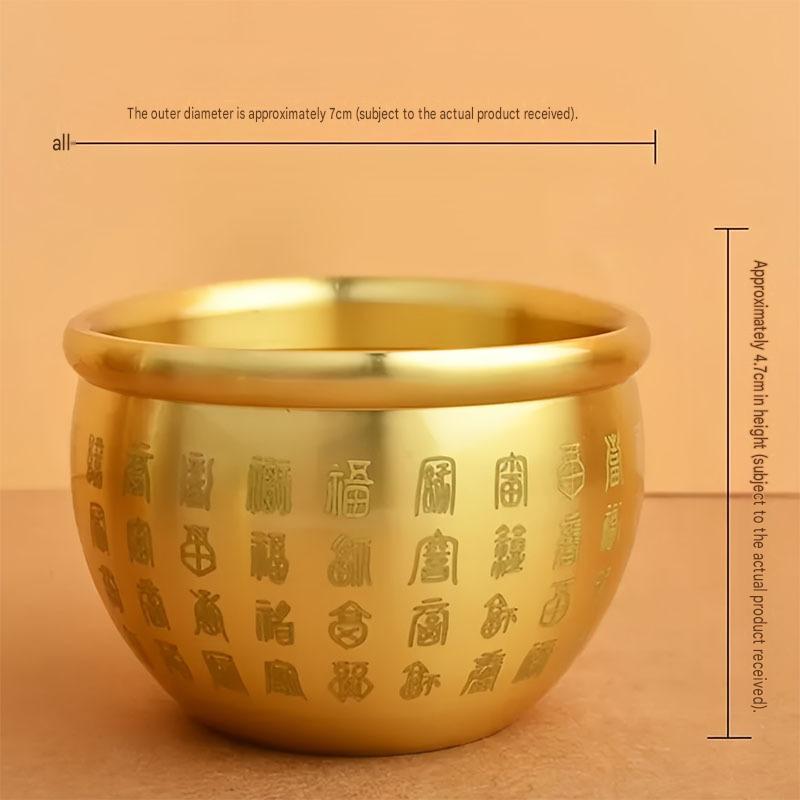 Brass Bai Fu Hundred Blessings Jar, Mini Brass Wealth Treasure Bowl Ornament, Five Tigers Blessing Ashtray, Prosperity Desktop Handicraft Decor for Home Office