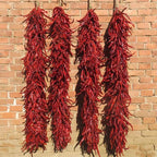 Hand-Woven Dried Red Chili Pepper String Garland, Hanging Chili Ornament, Handmade Spicy Pepper Wall Decor for Home Kitchen Restaurant Decoration