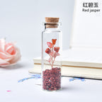 Natural Crushed Crystal Chips Tree in Mineral Specimen Bottle, Multi‑Material Crystal Tree Glass Wishing Bottle Handicraft Ornament, Home Desktop Decorative Display Piece