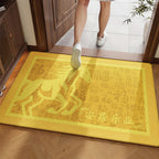 Yellow Feng Shui Doormat, Wear-Resistant Non-Slip Front Door Entryway Mat, Peace Good Luck Auspicious Floor Rug for Entrance Hallway Home Decor