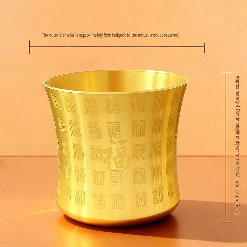 Brass Bai Fu Hundred Blessings Jar, Mini Brass Wealth Treasure Bowl Ornament, Five Tigers Blessing Ashtray, Prosperity Desktop Handicraft Decor for Home Office