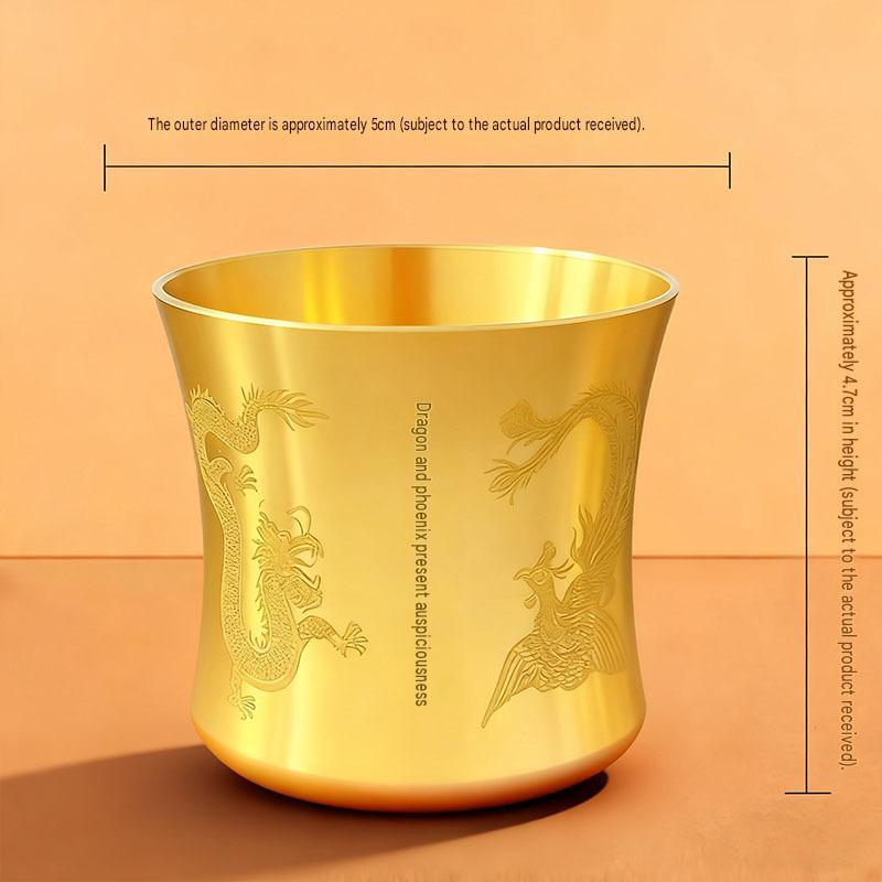 Brass Bai Fu Hundred Blessings Jar, Mini Brass Wealth Treasure Bowl Ornament, Five Tigers Blessing Ashtray, Prosperity Desktop Handicraft Decor for Home Office