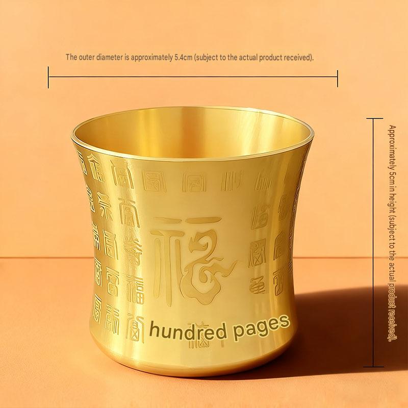 Brass Bai Fu Hundred Blessings Jar, Mini Brass Wealth Treasure Bowl Ornament, Five Tigers Blessing Ashtray, Prosperity Desktop Handicraft Decor for Home Office