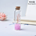 Natural Crushed Crystal Chips Tree in Mineral Specimen Bottle, Multi‑Material Crystal Tree Glass Wishing Bottle Handicraft Ornament, Home Desktop Decorative Display Piece