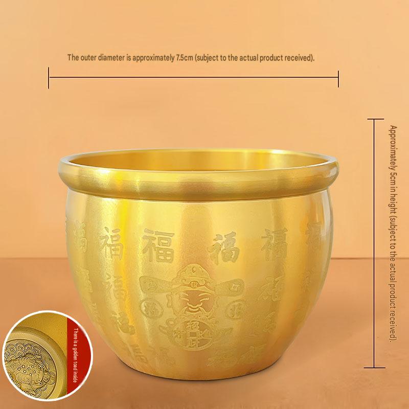 Brass Bai Fu Hundred Blessings Jar, Mini Brass Wealth Treasure Bowl Ornament, Five Tigers Blessing Ashtray, Prosperity Desktop Handicraft Decor for Home Office