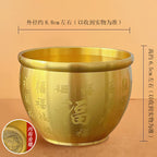 Brass Bai Fu Hundred Blessings Jar, Mini Brass Wealth Treasure Bowl Ornament, Five Tigers Blessing Ashtray, Prosperity Desktop Handicraft Decor for Home Office