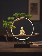 Sakyamuni Buddha Statue Home Large Tathagata Buddhist Statue Figure Buddha LEDRing Light Living Room Incense Porch Gift