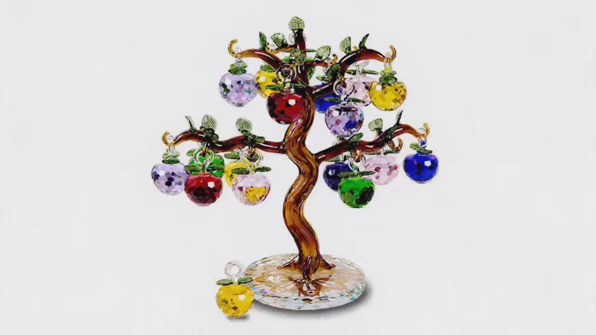 Crystal Apple Tree Ornaments Apples Glass Fengshui Crafts Home Decor Figurines Christmas Gift Souvenir