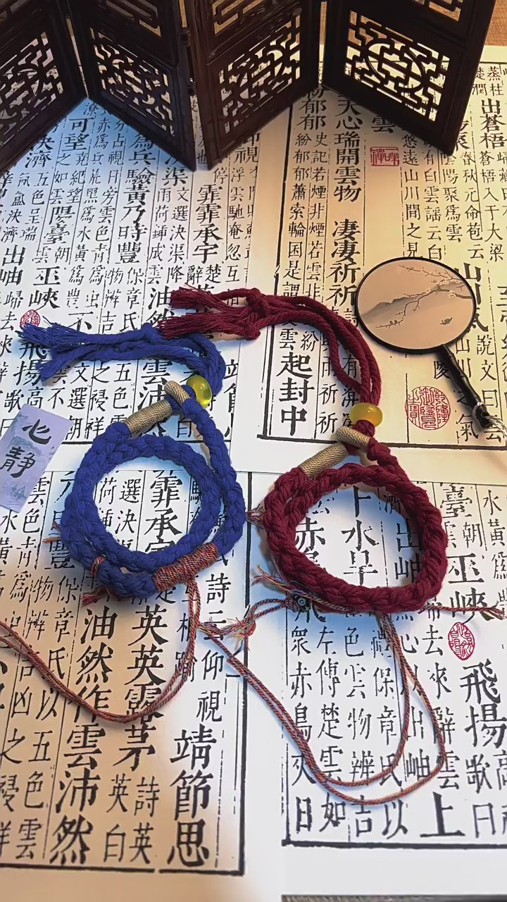 New Chinese Style Cinnabar Mountain Ghost Coin Double Wrap Bracelet Semi-Finished Handmade Rope